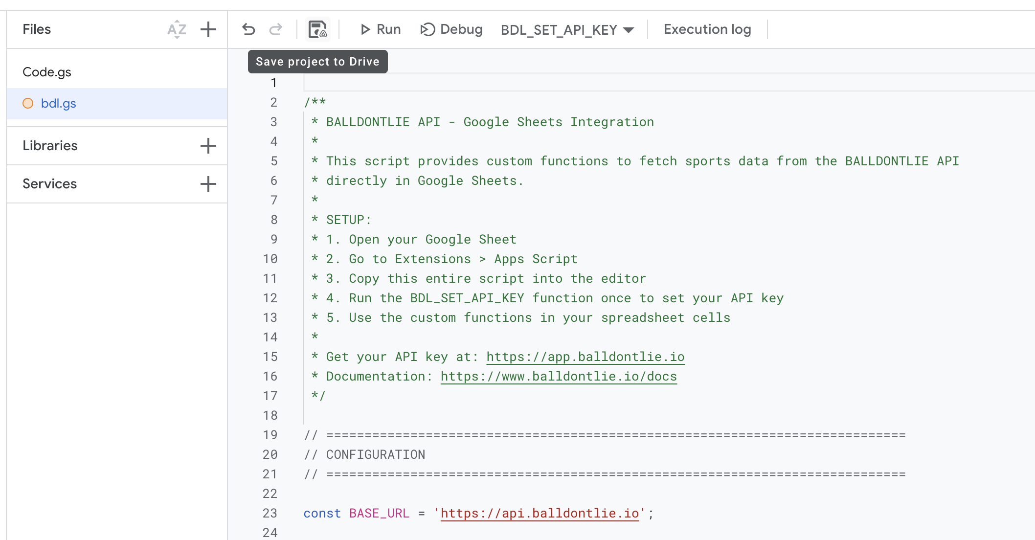 Paste and save the script